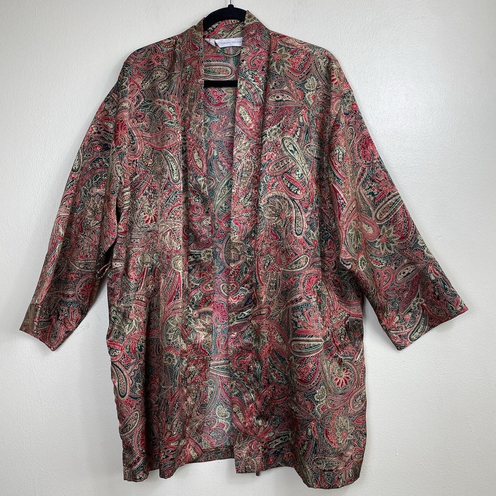 Vintage Victoria's Secret Womens Paisley Kimono Robe Satin Size O/S Boho Chic